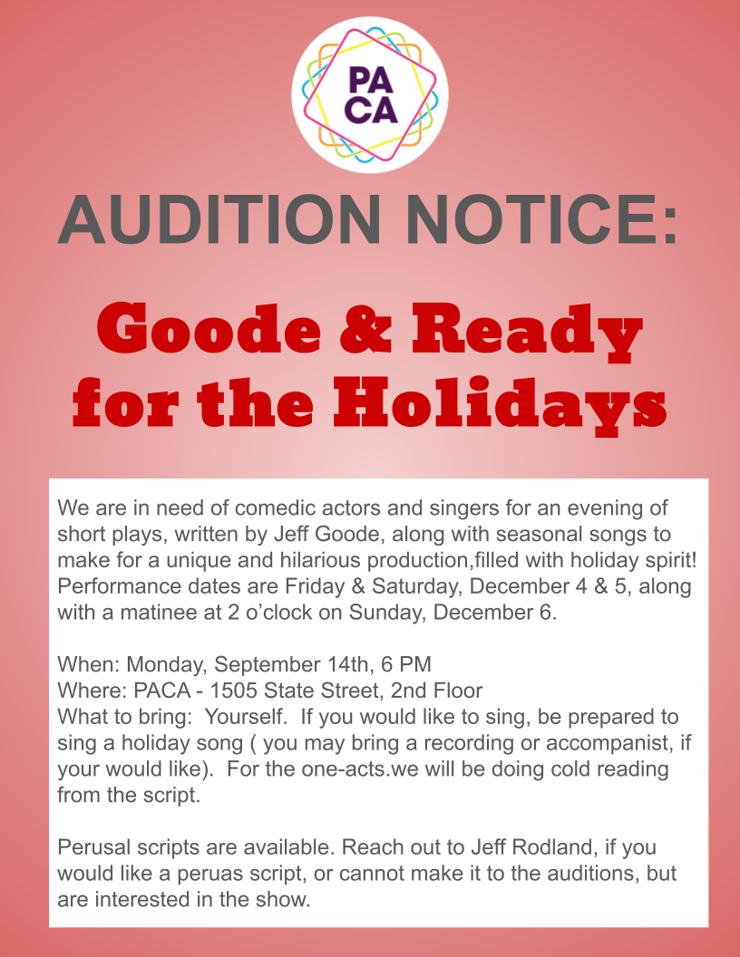 Auditions: Goode and Ready for the Holidays 