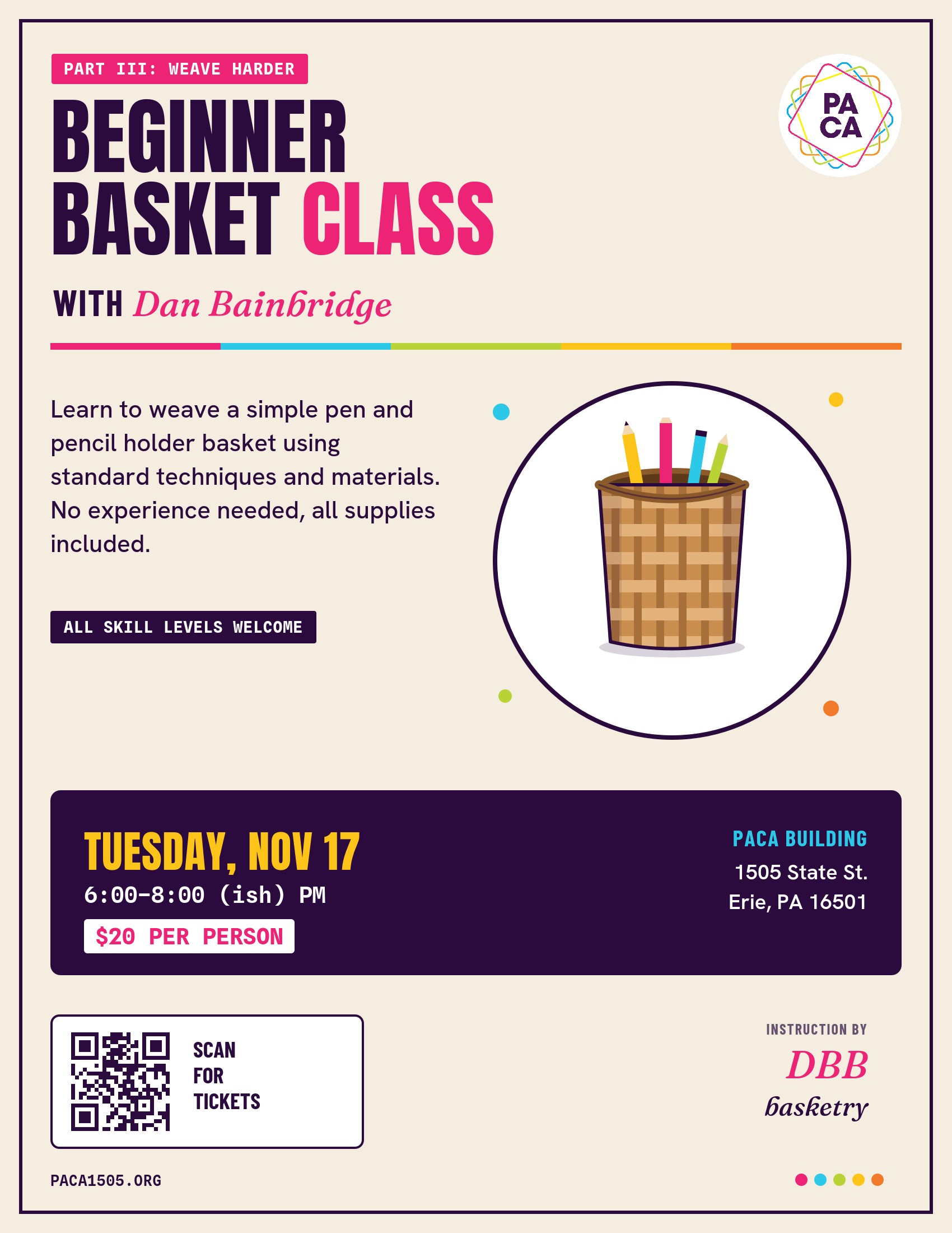 Beginner Basket Class Part III: Weave Harder, with Dan Bainbridge